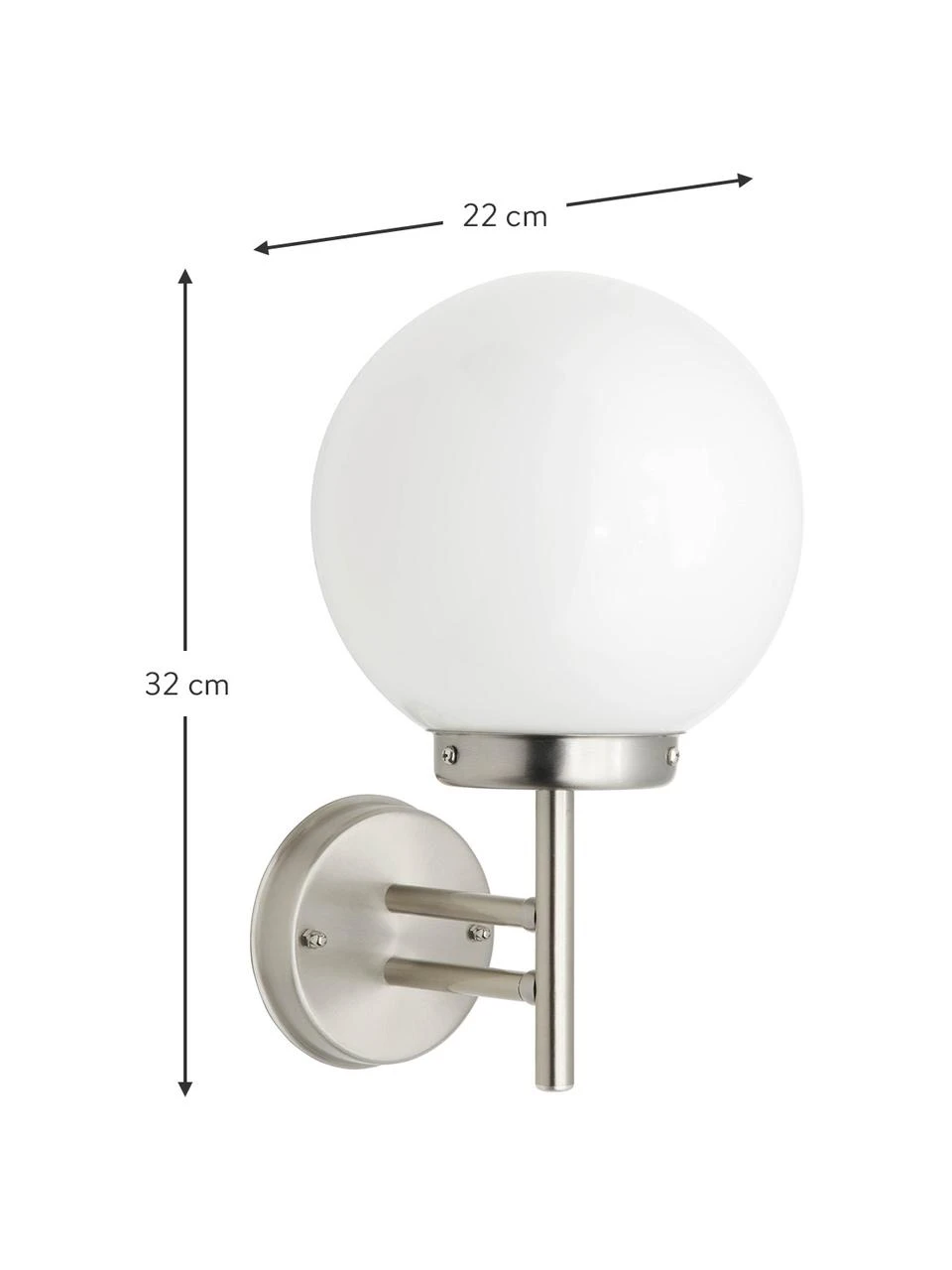 Außenwandleuchte Aalborg aus Opalglas, B 22 x H 32 cm 5 Außenwandleuchte Aalborg aus Opalglas, B 22 x H 32 cm – Bild 3