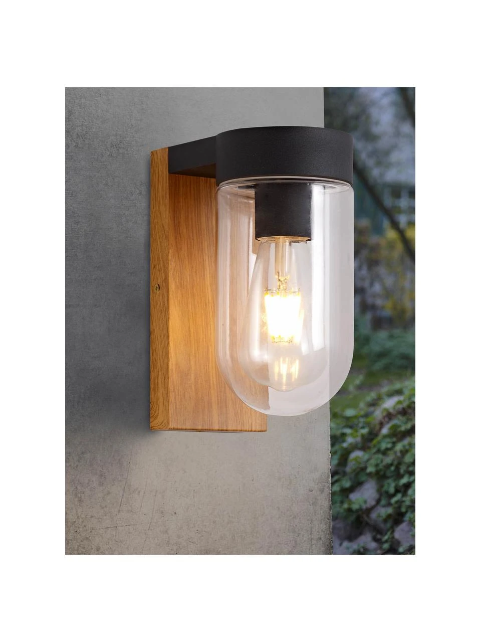 Außenwandleuchte Cabar in Holzoptik, B 10 x H 21 cm 5 Außenwandleuchte Cabar in Holzoptik, B 10 x H 21 cm – Bild 3