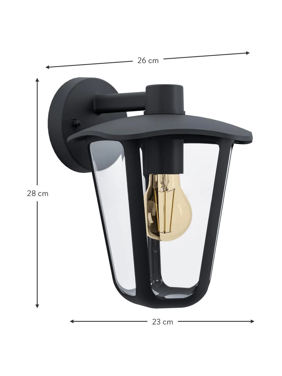 Außenwandleuchte Monreale in Schwarz, B 23 x H 28 cm 5 Außenwandleuchte Monreale in Schwarz, B 23 x H 28 cm – Bild 3