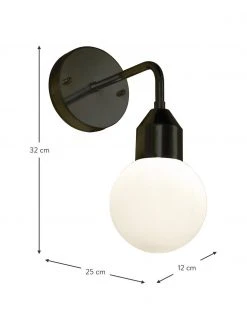 Bad-Wandleuchte Florens mit Glasschirm, B 12 x T 25 cmNur noch 1 Artikel verfügbar -Leuchten Verkaufsladen Bad Wandleuchte Florens mit Glasschirm 5