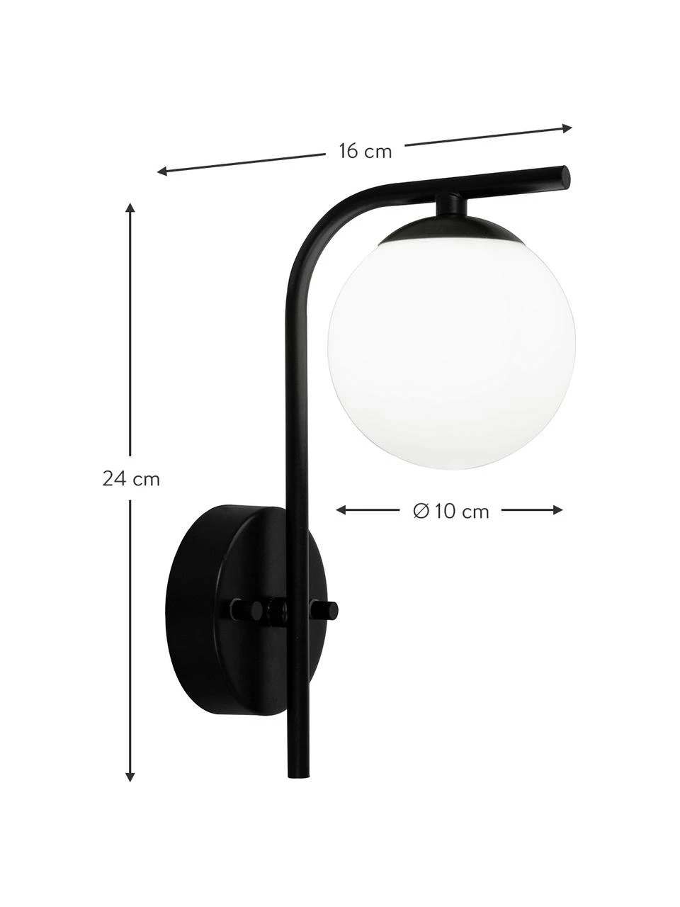 Bad-Wandleuchte Nicosia mit Glasschirm, B 10 x T 16 cm 4 Bad-Wandleuchte Nicosia mit Glasschirm, B 10 x T 16 cm – Bild 2