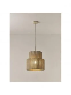 Westwing Collection Boho-Pendelleuchte Lace aus Leinenf&auml;den, Ø 40 x H 40 cm -Leuchten Verkaufsladen Boho Pendelleuchte Lace aus Leinenfaden 3