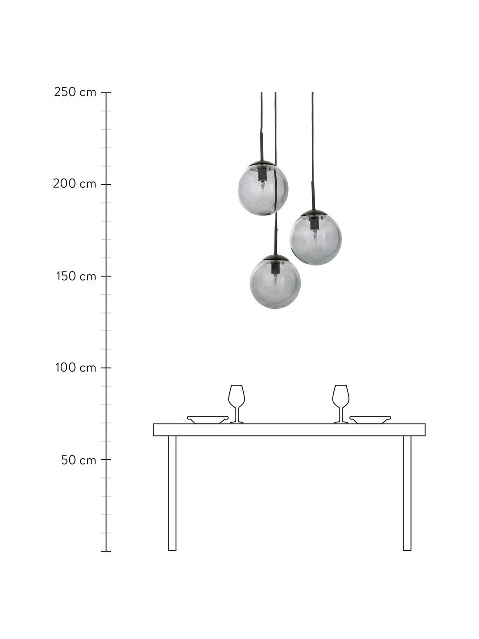 Westwing Collection Cluster-Pendelleuchte Edie aus Rauchglas, B 30 x T 30 cm 6 Westwing Collection Cluster-Pendelleuchte Edie aus Rauchglas, B 30 x T 30 cm – Bild 4