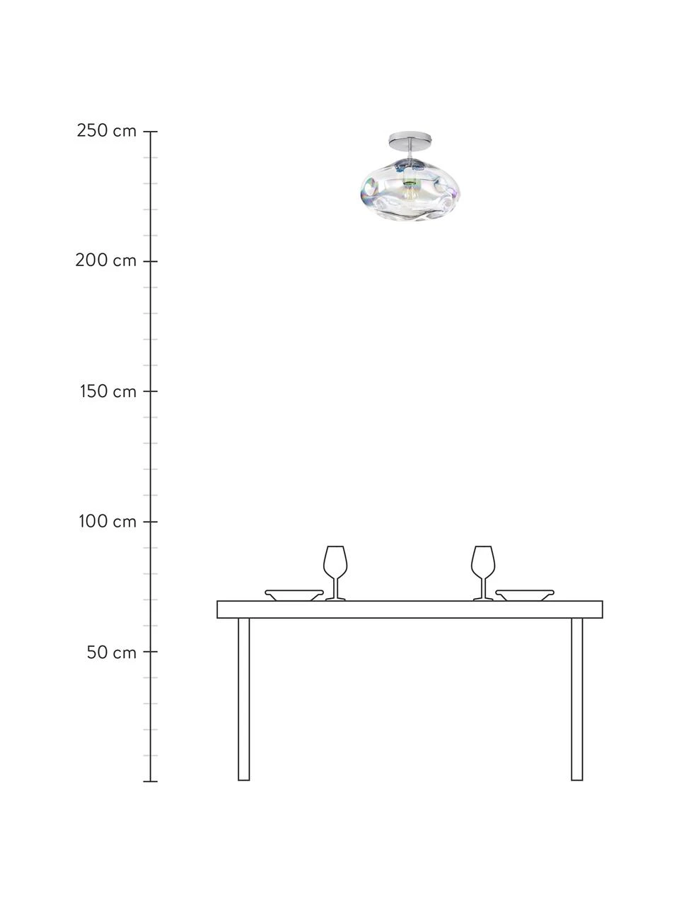 Westwing Collection Deckenleuchte Amora aus irisierendem Glas, Ø 35 x H 28 cm 4 Westwing Collection Deckenleuchte Amora aus irisierendem Glas, Ø 35 x H 28 cm – Bild 2