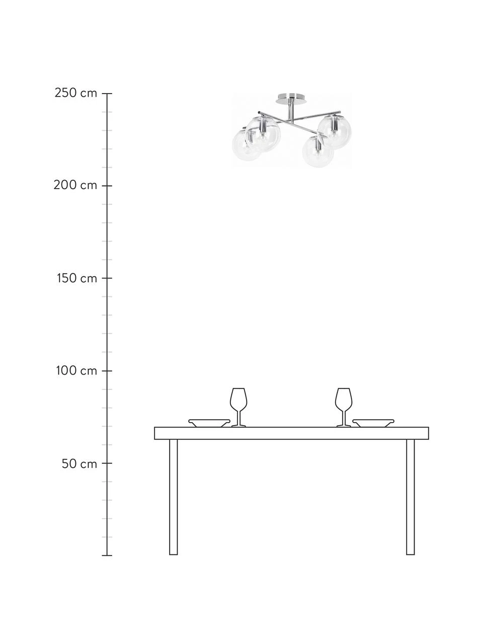 Westwing Collection Deckenleuchte Atlanta aus transparentem Glas, B 65 x H 30 cm 6 Westwing Collection Deckenleuchte Atlanta aus transparentem Glas, B 65 x H 30 cm – Bild 4