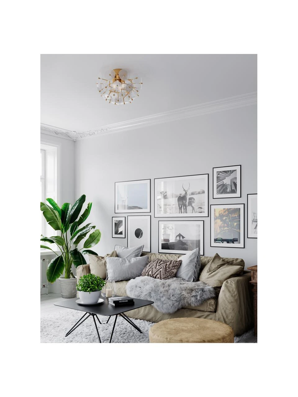 By Rydens Deckenleuchte Retrow in Mattgold, Ø 50 x H 34 cm 4 By Rydens Deckenleuchte Retrow in Mattgold, Ø 50 x H 34 cm – Bild 2