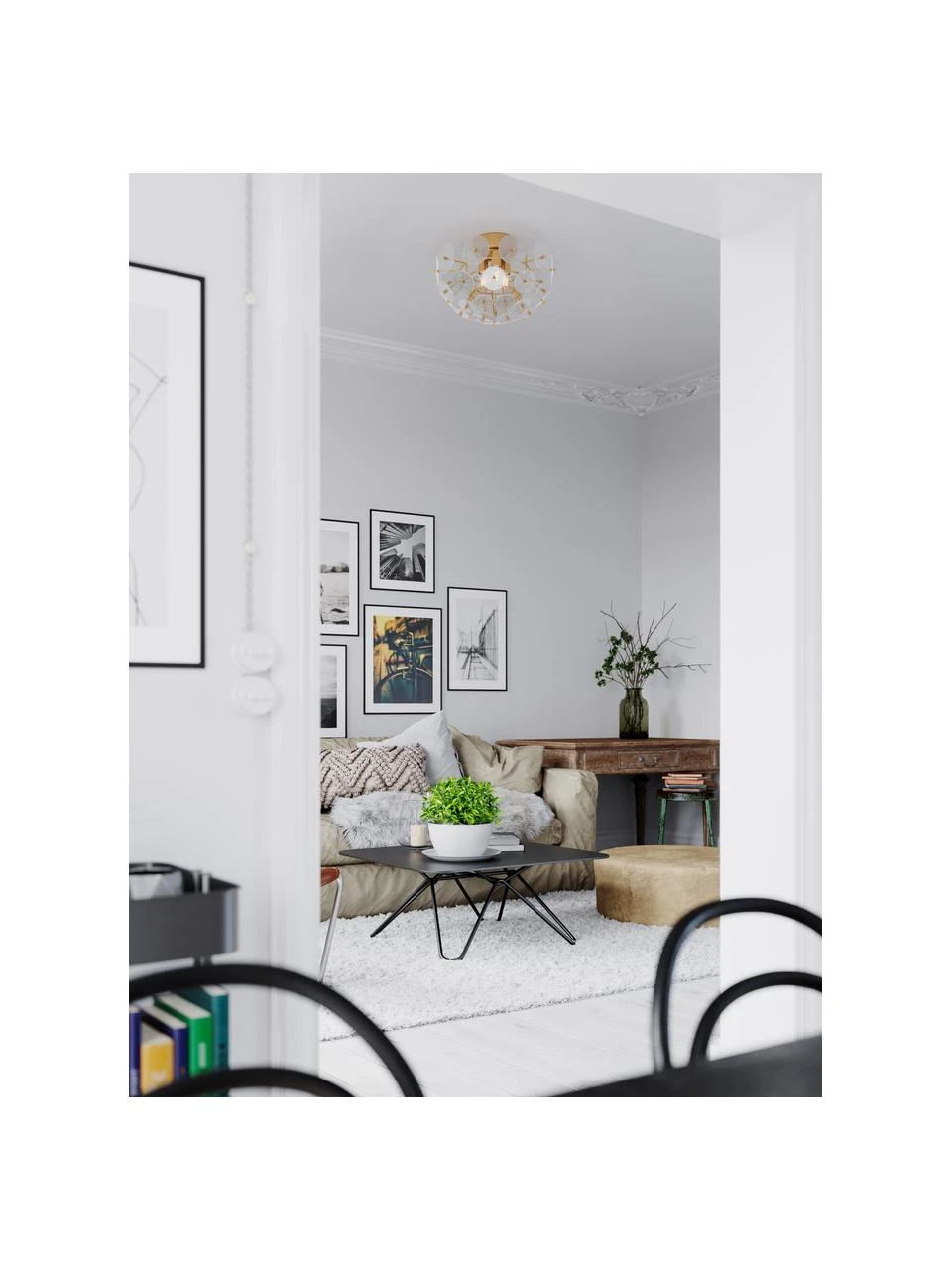 By Rydens Deckenleuchte Retrow in Mattgold, Ø 50 x H 34 cm 6 By Rydens Deckenleuchte Retrow in Mattgold, Ø 50 x H 34 cm – Bild 4