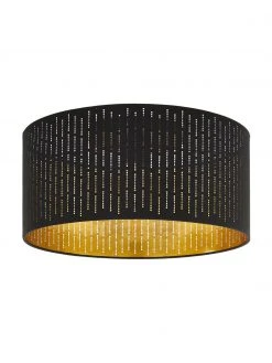 Deckenleuchte Varillas in Schwarz-Gold, Ø 48 x H 22 cm