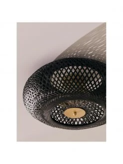 Westwing Collection Design Deckenleuchte Evelyn aus Bambus, schwarz, Ø 50 x H 20 cm -Leuchten Verkaufsladen Design Deckenleuchte Evelyn aus Bambus schwarz 2