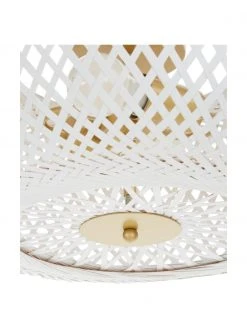 Westwing Collection Design Deckenleuchte Evelyn aus Bambus, wei&szlig;, Ø 50 x H 20 cm -Leuchten Verkaufsladen Design Deckenleuchte Evelyn aus Bambus weiss 5