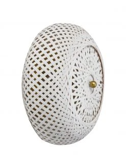 Westwing Collection Design Wandleuchte Evelyn aus Bambus, weiß, Ø 25 cm, T 10 cm