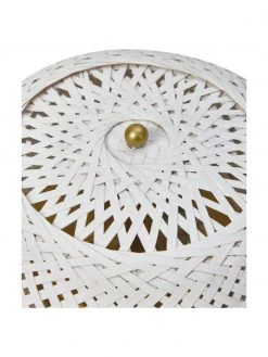 Westwing Collection Design Wandleuchte Evelyn aus Bambus, wei&szlig;, Ø 25 cm, T 10 cm -Leuchten Verkaufsladen Design Wandleuchte Evelyn aus Bambus weiss 4