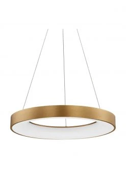 Dimmbare LED-Pendelleuchte Rando in Gold, Ø 60 x H 6 cm