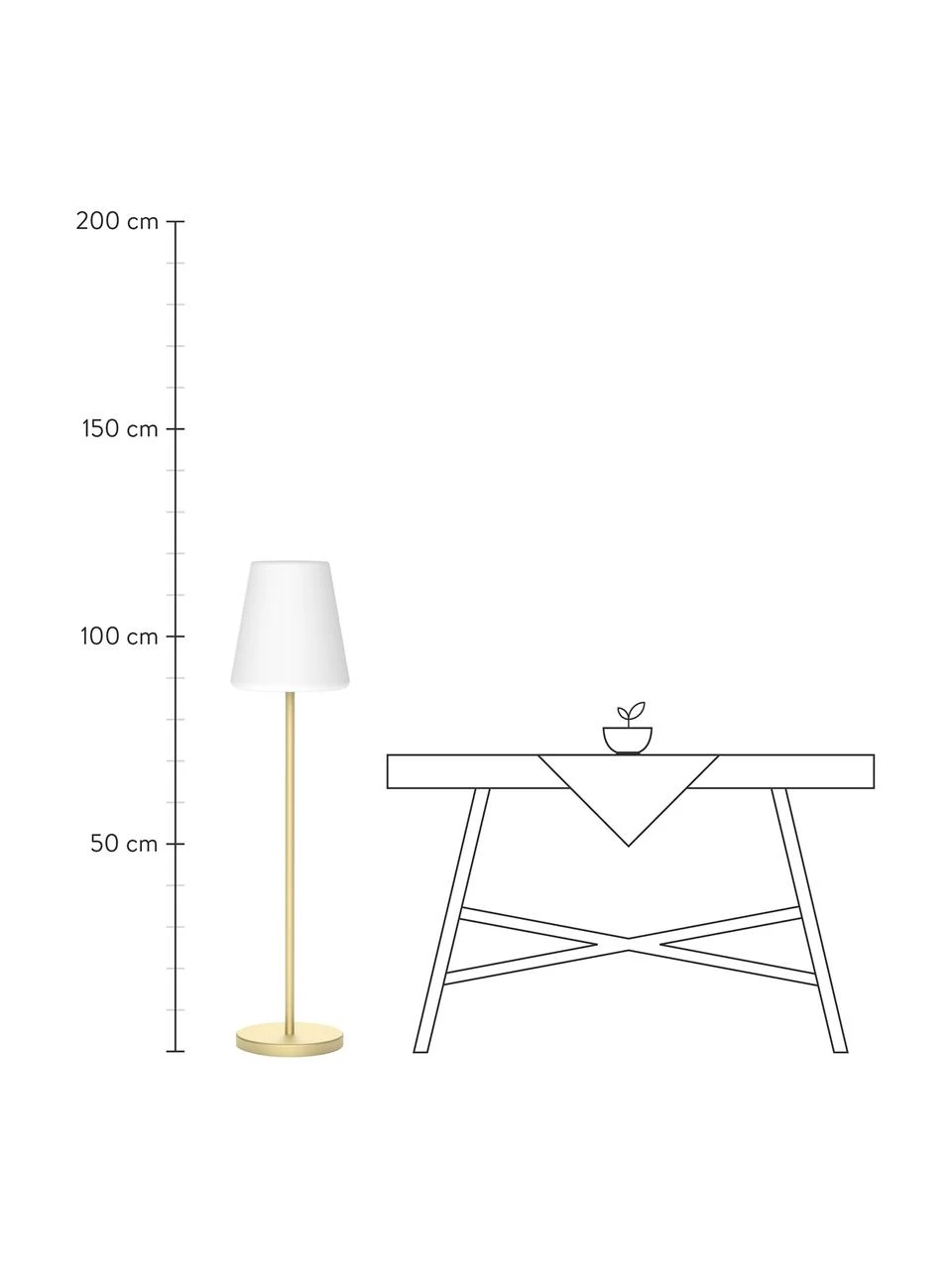 Dimmbare Solar Gartenleuchte Lola in Goldfarben mit Fernbedienung, Ø 28 x H 119 cm 4 Dimmbare Solar Gartenleuchte Lola in Goldfarben mit Fernbedienung, Ø 28 x H 119 cm – Bild 2