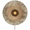 Gro&szlig;e Bambus-Wandleuchte Kalimantan mit Stecker in Braun-Schwarz, Ø 60 x T 15 cm
