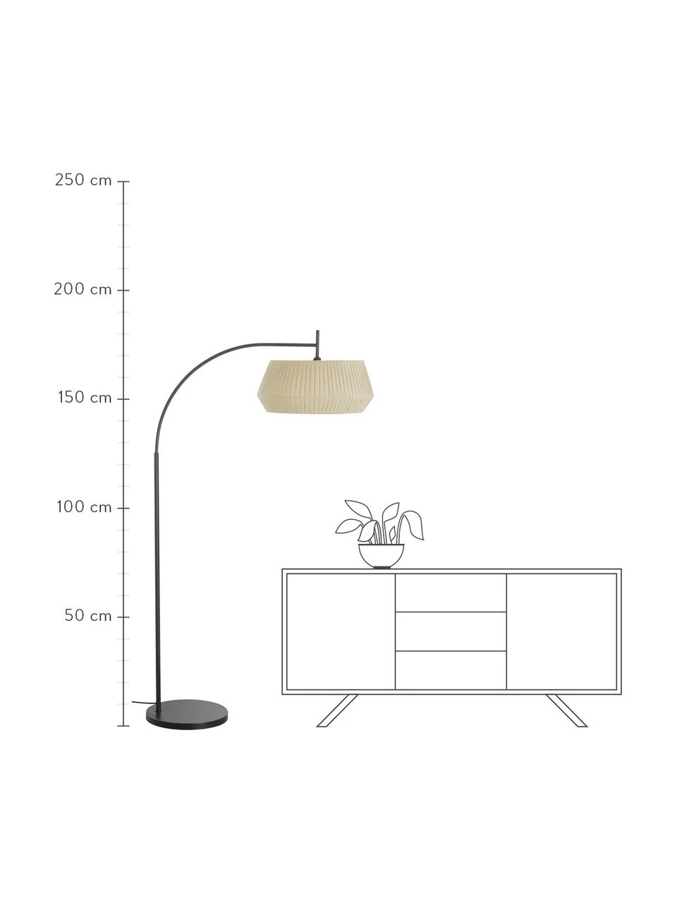 Nordlux Große Bogenlampe Dicte aus Faltenstoff, B 104 x H 180 cm 5 Nordlux Große Bogenlampe Dicte aus Faltenstoff, B 104 x H 180 cm – Bild 3