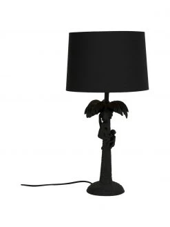 Lucide Große Boho-Tischlampe Coconut in Schwarz, Ø 31 x H 58 cm