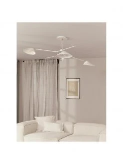 Westwing Collection Große Deckenleuchte Neron mit Gold-Dekor in Weiß, B 173 x H 52 cm 10 Westwing Collection Große Deckenleuchte Neron mit Gold-Dekor in Weiß, B 173 x H 52 cm -Leuchten Verkaufsladen Grosse Deckenleuchte Neron mit Gold Dekor in Weiss 2