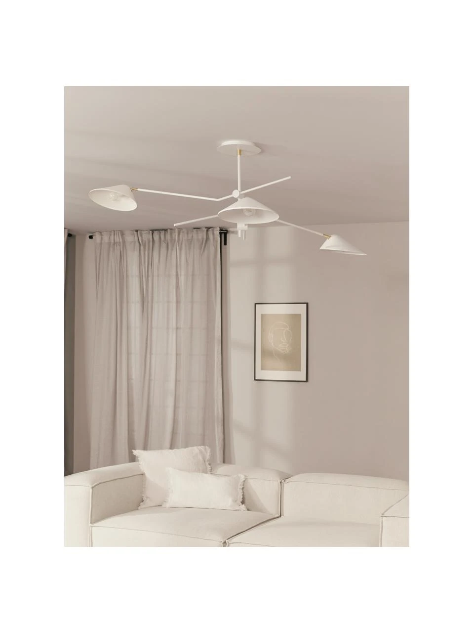 Westwing Collection Große Deckenleuchte Neron mit Gold-Dekor in Weiß, B 173 x H 52 cm 5 Westwing Collection Große Deckenleuchte Neron mit Gold-Dekor in Weiß, B 173 x H 52 cm – Bild 3