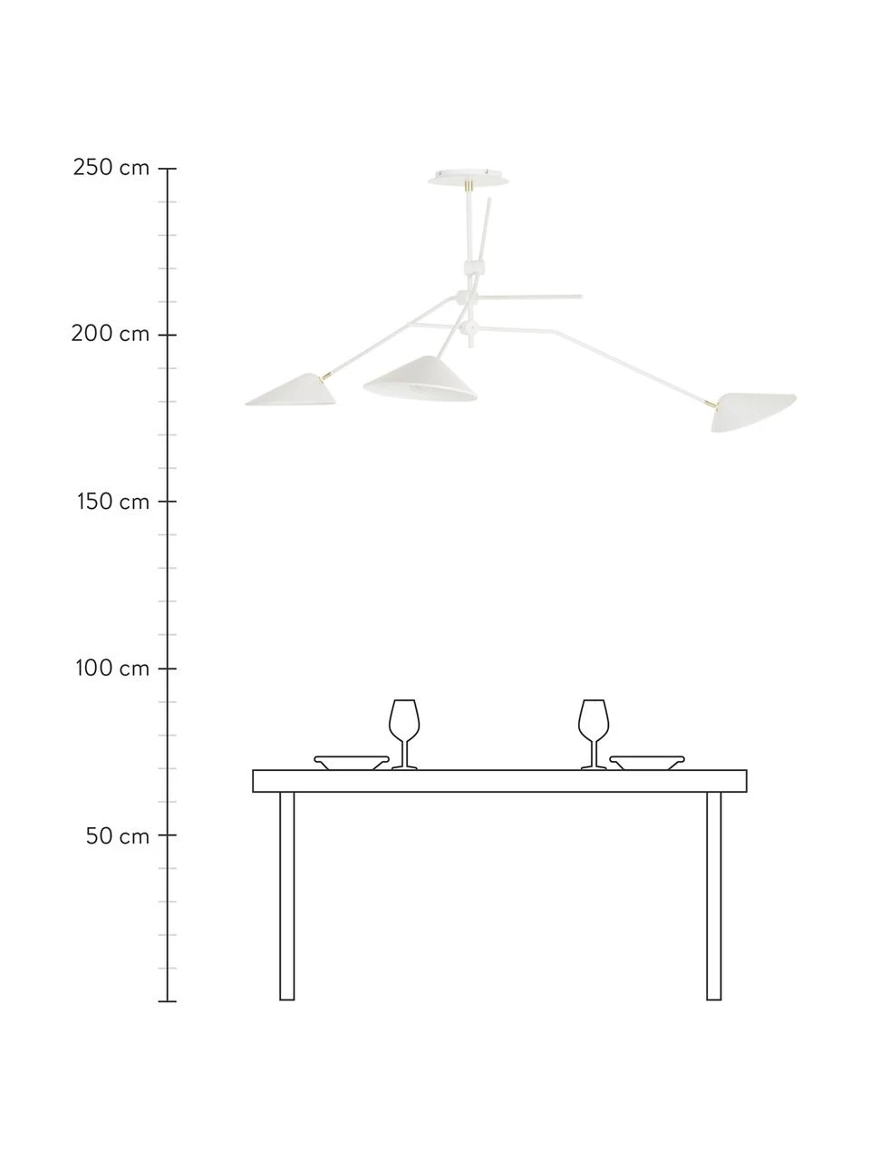 Westwing Collection Große Deckenleuchte Neron mit Gold-Dekor in Weiß, B 173 x H 52 cm 6 Westwing Collection Große Deckenleuchte Neron mit Gold-Dekor in Weiß, B 173 x H 52 cm – Bild 4