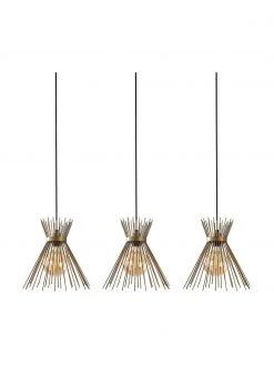 Gro&szlig;e Design Pendelleuchte Kirpi in Messing, B 104 x T 30 cm