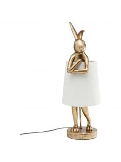 Kare Design Gro&szlig;e Design Tischlampe Rabbit in Gold, Ø 23 x H 68 cm