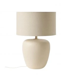 Westwing Collection Gro&szlig;e Keramik-Tischlampe Eileen in Beige, Ø 33 cm x H 48 cm
