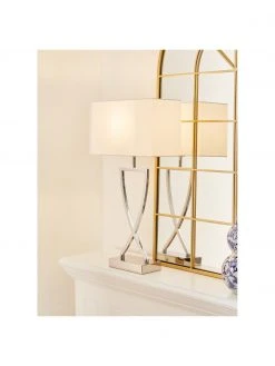 Westwing Collection Gro&szlig;e Klassische Tischlampe Vanessa in Silber, B 27 x H 52 cm -Leuchten Verkaufsladen Grosse Klassische Tischlampe Vanessa in Silber 2