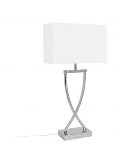 Westwing Collection Gro&szlig;e Klassische Tischlampe Vanessa in Silber, B 27 x H 52 cm