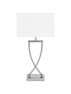 Westwing Collection Gro&szlig;e Klassische Tischlampe Vanessa in Silber, B 27 x H 52 cm -Leuchten Verkaufsladen Grosse Klassische Tischlampe Vanessa in Silber 4