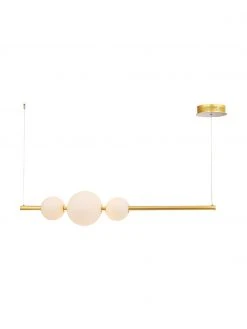 Gro&szlig;e LED-Pendelleuchte Freccia in Gold, B 131 x H 22 cm