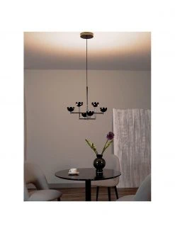 Westwing Collection Gro&szlig;e LED-Pendelleuchte Paula in metallisch gl&auml;nzendem Schwarz, B 55 x H 49 cm -Leuchten Verkaufsladen Grosse LED Pendelleuchte Paula in metallisch glanzendem Schwarz 2