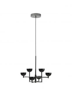 Westwing Collection Gro&szlig;e LED-Pendelleuchte Paula in metallisch gl&auml;nzendem Schwarz, B 55 x H 49 cm -Leuchten Verkaufsladen Grosse LED Pendelleuchte Paula in metallisch glanzendem Schwarz 4