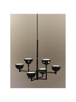 Westwing Collection Gro&szlig;e LED-Pendelleuchte Paula in metallisch gl&auml;nzendem Schwarz, B 55 x H 49 cm -Leuchten Verkaufsladen Grosse LED Pendelleuchte Paula in metallisch glanzendem Schwarz 5