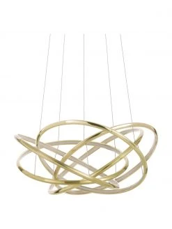 Kare Design Gro&szlig;e LED-Pendelleuchte Saturn in Gold, Ø 72 x H 75 cm