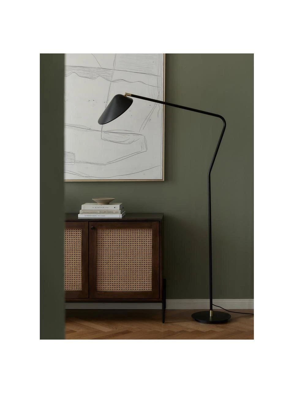 Westwing Collection Große Leselampe Neron mit Gold-Dekor in Schwarz, B 105 x H 171 cm 4 Westwing Collection Große Leselampe Neron mit Gold-Dekor in Schwarz, B 105 x H 171 cm – Bild 2