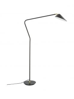 Westwing Collection Gro&szlig;e Leselampe Neron mit Gold-Dekor in Schwarz, B 105 x H 171 cm