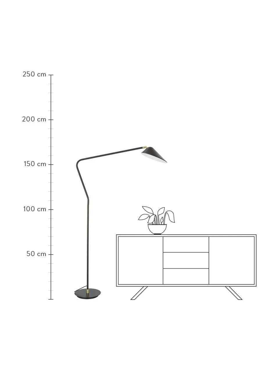 Westwing Collection Große Leselampe Neron mit Gold-Dekor in Schwarz, B 105 x H 171 cm 6 Westwing Collection Große Leselampe Neron mit Gold-Dekor in Schwarz, B 105 x H 171 cm – Bild 4