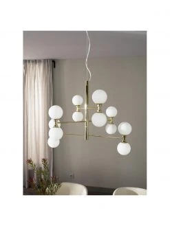 Westwing Collection Gro&szlig;e Pendelleuchte Grover mit Glaskugeln in Gold, Ø 70 x H 56 cm -Leuchten Verkaufsladen Grosse Pendelleuchte Grover mit Glaskugeln in Gold 2