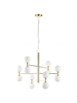 Westwing Collection Gro&szlig;e Pendelleuchte Grover mit Glaskugeln in Gold, Ø 70 x H 56 cm -Leuchten Verkaufsladen Grosse Pendelleuchte Grover mit Glaskugeln in Gold 5