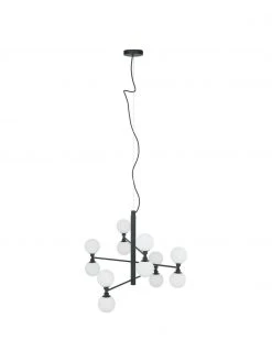 Westwing Collection Gro&szlig;e Pendelleuchte Grover mit Glaskugeln in Schwarz, Ø 70 x H 56 cm -Leuchten Verkaufsladen Grosse Pendelleuchte Grover mit Glaskugeln in Schwarz 4