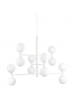 Westwing Collection Gro&szlig;e Pendelleuchte Grover mit Glaskugeln in Wei&szlig;, Ø 70 x H 56 cm