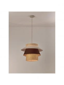 Westwing Collection Gro&szlig;e Pendelleuchte Klea aus Wiener Geflecht in Creme/Braun, Ø 55 x H 42 cm -Leuchten Verkaufsladen Grosse Pendelleuchte Klea aus Wiener Geflecht in CremeBraun 3