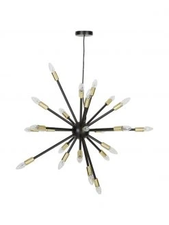 Westwing Collection Gro&szlig;e Pendelleuchte Spike in Schwarz-Gold, Ø 90 cm -Leuchten Verkaufsladen Grosse Pendelleuchte Spike in Schwarz Gold 5