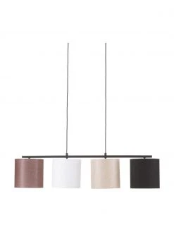 Gro&szlig;e Pendelleuchte Valiz mit Stoffschirmen, B 110 x H 22 cm