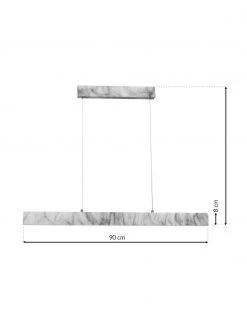 Gro&szlig;e Schmale LED-Pendelleuchte Pierce in Marmoroptik, B 90 x H 10 cmNur noch wenige verfügbar -Leuchten Verkaufsladen Grosse Schmale LED Pendelleuchte Pierce in Marmoroptik 10