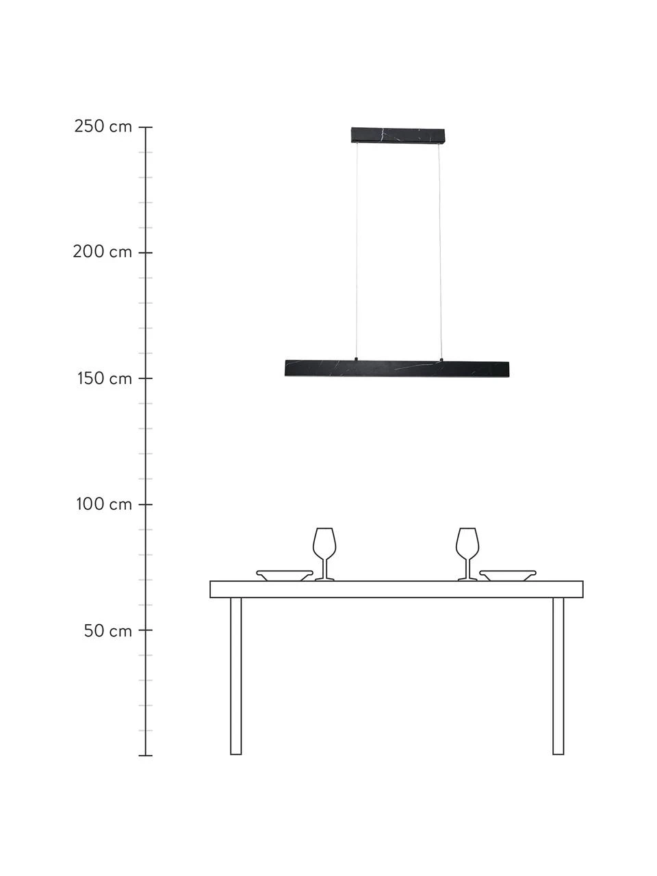 Große Schmale LED-Pendelleuchte Pierce in Marmoroptik, B 90 x H 10 cm 5 Große Schmale LED-Pendelleuchte Pierce in Marmoroptik, B 90 x H 10 cm – Bild 3