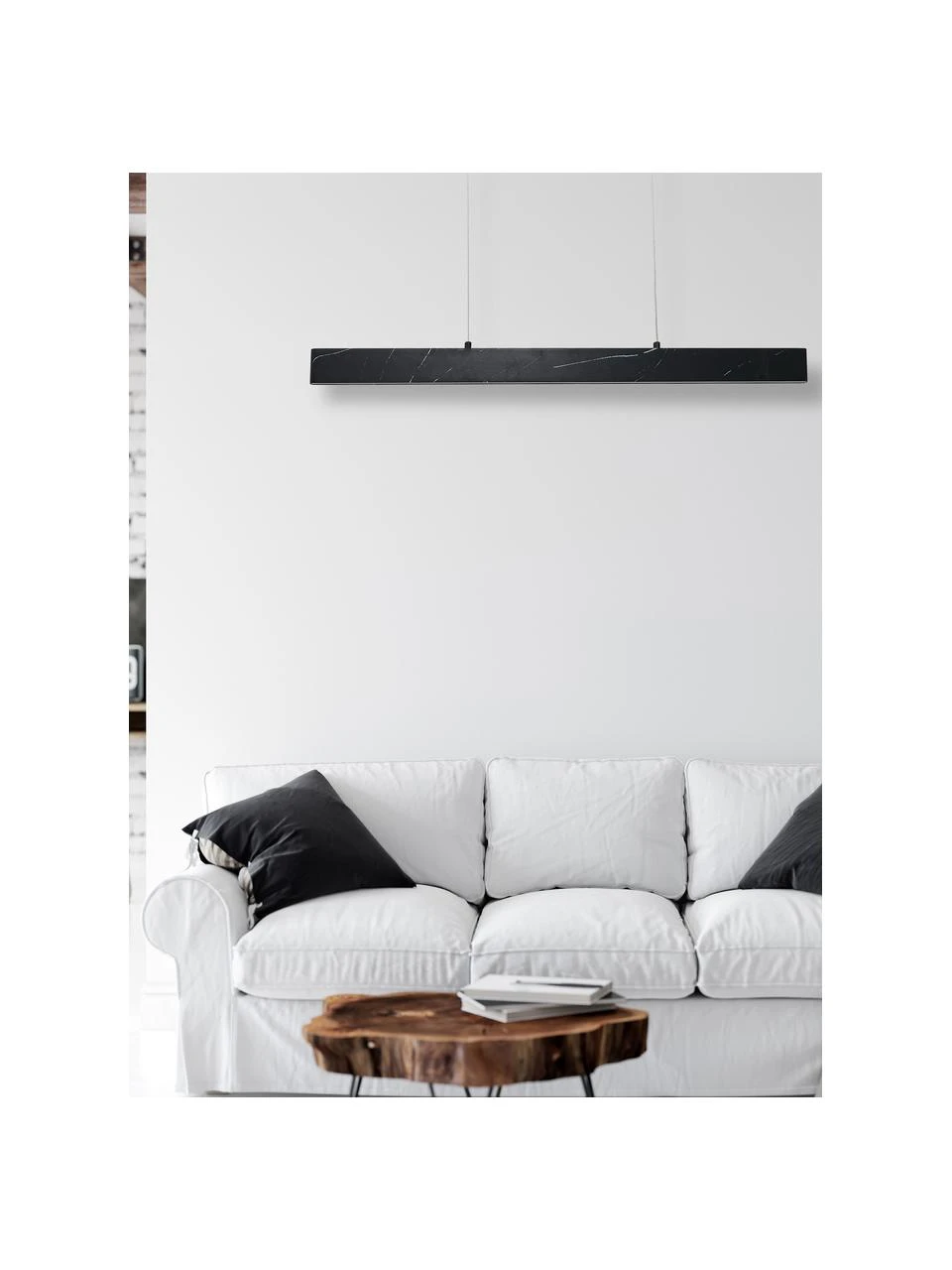 Große Schmale LED-Pendelleuchte Pierce in Marmoroptik, B 90 x H 10 cm 7 Große Schmale LED-Pendelleuchte Pierce in Marmoroptik, B 90 x H 10 cm – Bild 5