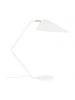 Westwing Collection Gro&szlig;e Schreibtischlampe Neron mit Gold-Dekor in Wei&szlig;, T 57 x H 56 cm
