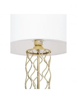 Gro&szlig;e Tischlampe Adelaide in Wei&szlig;-Gold, Ø 35 x H 62 cm -Leuchten Verkaufsladen Grosse Tischlampe Adelaide in Weiss Gold 5